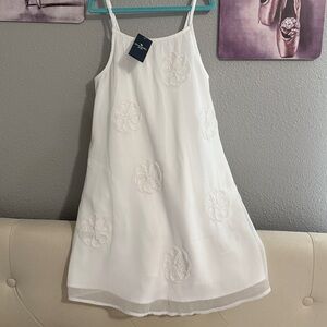 Abercrombie girl Dress 7/8 years white chiffon lined strapless appliqué new